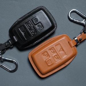 Personalized Land Rover Key Fob Cover – Handmade Leather Key Case for Range Rover, Defender, Discovery, Sport – Custom Keychain Gift for Him