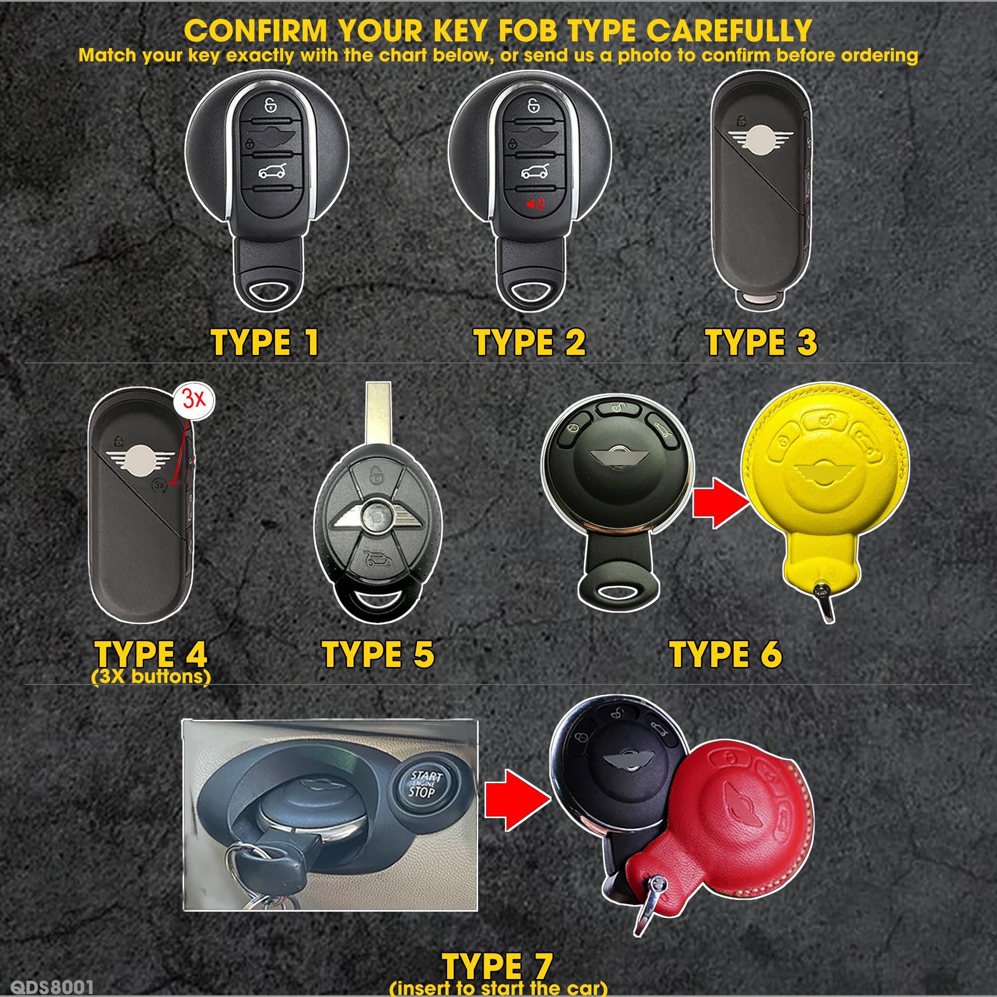 Mini Key Case Handmade Leather MINI Cooper Key Fob Cover 2024 2025 – Fits Electric ...