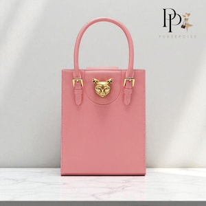 Genuine Leather Crossbody Bag – Structured Shoulder Tote Purse with Lock Flap | Compact Top Handle Bag for Women