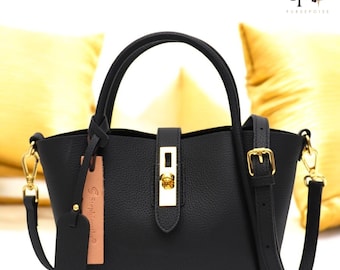 Bolso de cuero hecho a mano: bolso de mano italiano de cuero genuino suave