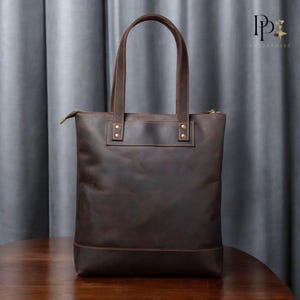 Genuine Leather Tote Bag for Women – Large Work Bag, Leather Shoulder Purse, Laptop Bag, Shopper Tote, Elegant Gift for Her