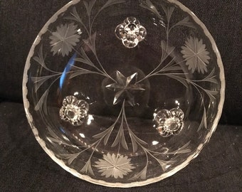 Vintage Etched Glass Bowl