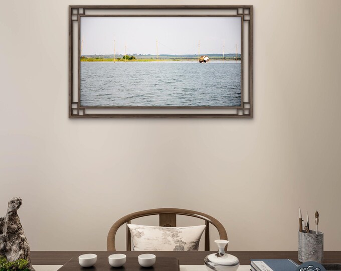 Fishing Hut On Lake, A Hermit Lifestyle – Tranquil Nature Wall Art Photography Print – Minimalist Art