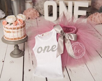 Blush Rose Cake Smash Outfit | First Birthday Girl