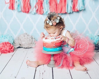 Flower Themed Birthday Outfit - Coral Flower Girl Dress