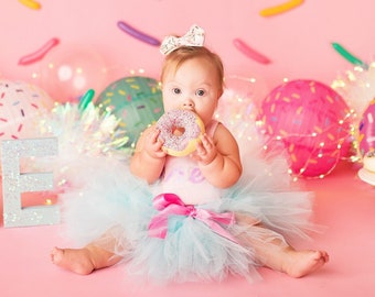 Donut Grow Up Birthday Outfit | First Birthday Dress | 1st Birthday Cake Smash Outfit Baby Girl | One Year Old Birthday Gift