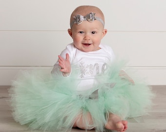 Winter OneDerLand Birthday Outfit Girl | Mint Tutu Dress