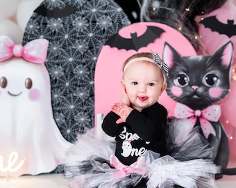 Spooky One Birthday Outfit: Baby Girl Halloween Tutu, Bodysuit & Headband