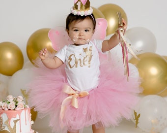 First Birthday Girl Tutu Outfit | Fairy 1st Birthday Gift by Strawberrie Rose Tutus