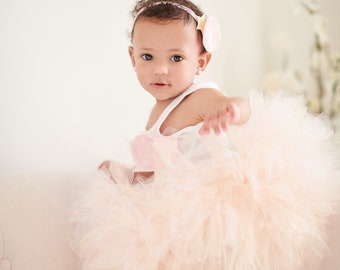Flower Girl Dress | First Birthday Tutu Dress | Champagne Blush Pink Flower Girl Tutu | Fairy Dress