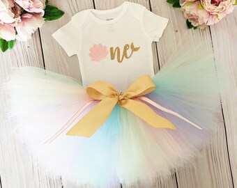 Mermaid First Birthday Outfit Girl | 1st Birthday Girl | Personalized Birthday Dress | Baby Girl Cake Smash Tutu