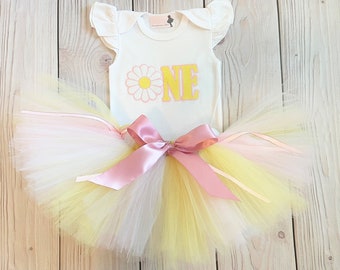 Daisy First Birthday Outfit for Baby Girl | 1st Birthday Girl Tutu Dress | Baby Girl Gift | Boho Birthday Party Theme