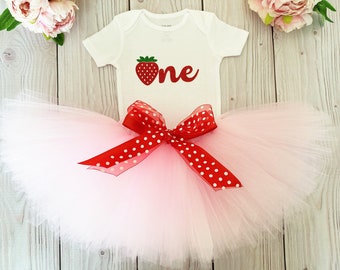 Berry First Birthday Outfit Girl by Strawberrie Rose Tutus