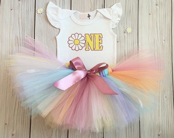 Daisy First Birthday Outfit for Baby Girl | 1st Birthday Girl Tutu Dress | Baby Girl Gift | Boho Birthday Party Theme