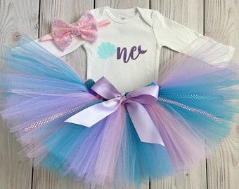 Mermaid Birthday Outfit | OneDer the Sea Birthday Tutu Dress | Cake Smash Outfits for First Birthday | 1st Birthday Mermaid Tutu Dress