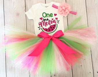 One in a Melon Birthday Outfit | Watermelon First Birthday Tutu Dress | Sweet One Bday theme