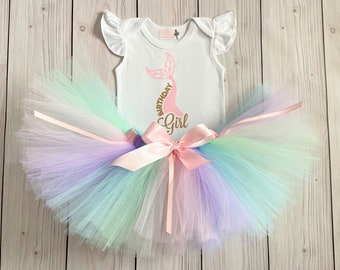 Pastel Mermaid Birthday Tutu Dress Outfit