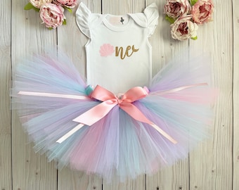 Pastel Mermaid First Birthday Outfit | Oneder the Sea | Baby Girl 1st Birthday Gift | Little Mermaid Cake Smash | Pink, Lavender, Aqua Blue