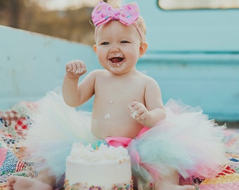 Rainbow Sweet One First Birthday Outfit Girl | One Year Old Girl 1st Birthday Cake Smash Tutu