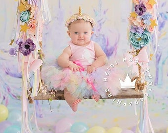 Whimsical Unicorn First Birthday Outfit Girl | Rainbow Dress for First Birthday | One Year Old Gift