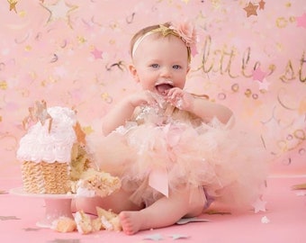 Birthday Outfit  | Blush Champagne Gold Twinkle Twinkle Little Star Tutu Dress