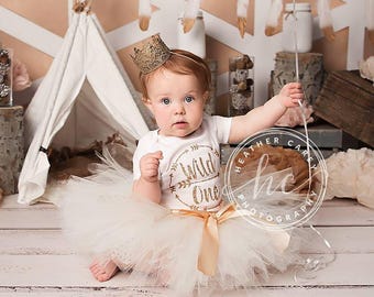 Gold Wild One 1st Birthday Outfit Girl | First Birthday Tutu Dress | Cake Smash Outfit Girl | Baby Girl Gift