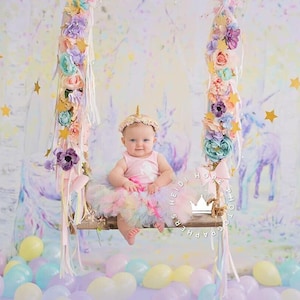 Whimsical Unicorn First Birthday Outfit Girl | Rainbow Dress for First Birthday | One Year Old Gift