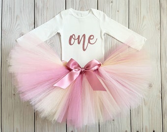 Boho Birthday Outfit for Baby Girl | Rose Champagne First Birthday Cake Smash Dress