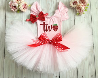 Two Sweet Birthday Outfit Girl | Strawberry Birthday Dress | Strawberry Shortcake Tutu | Summer Birthday Outfit | 2nd Birthday Gift Baby