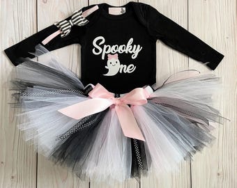 Spooky One Birthday Outfit for Baby Girl | One Year Old Halloween Cake Smash Outfit | First Birthday Tutu Dress | 1st Birthday Ghost