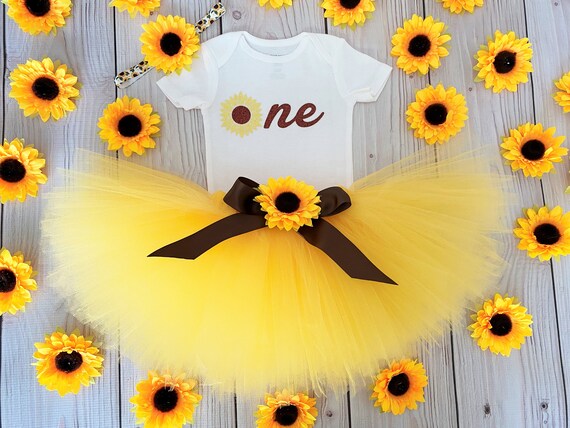 sunflower first birthday outfit