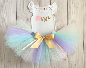 Pastel Mermaid Birthday Outfit | Oneder the Sea 1st Birthday Tutu Dress