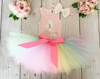 Unicorn Dress Outfit Girl | First Birthday Unicorn Cake Smash Outfits | Rainbow Baby Girl Tutu Gift