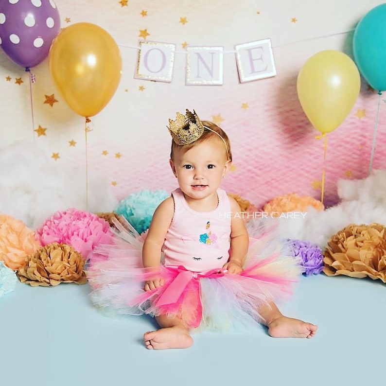 baby girl first 1st birthday outfit tutu cake smash photo unicorn dress party