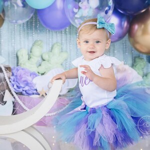 Mermaid First Birthday Outfit: Tutu Dress, Bodysuit & Hair Accessory