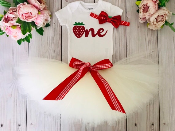 strawberry first birthday outfit