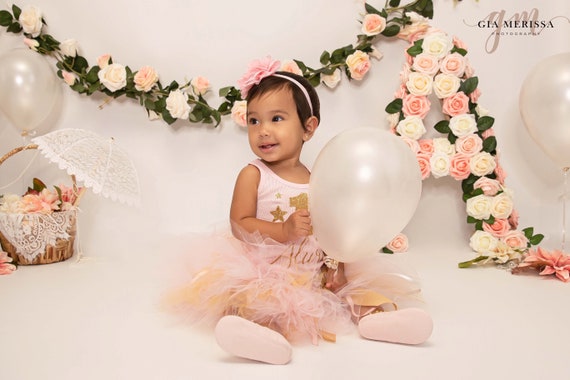 One Year Old Girl Birthday Outfit | Cake Smash Outfit Girl | First Birthday | 1st Birthday | 1 Year Old | Tutu Dress | Pink and Gold Il_570xn