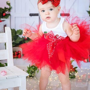 Red Strawberry Sweet One Birthday Outfit Girl | Strawberry Shortcake Cake Smash Outfit Girl | First Birthday Tutu Dress