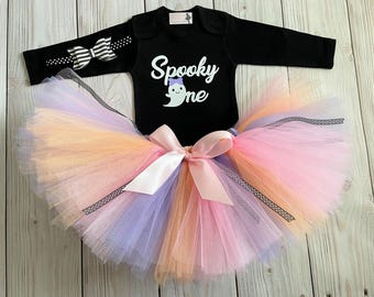 Spooky One Birthday Outfit for Baby Girl | One Year Old Halloween Cake Smash Outfit | First Boo Day Birthday Tutu Dress | Little Boo Ghost