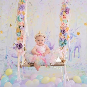 Unicorn 1st Birthday Outfit - Pastel Rainbow Tutu Set - Baby Girl Cake Smash Dress - Magical Party Outfit