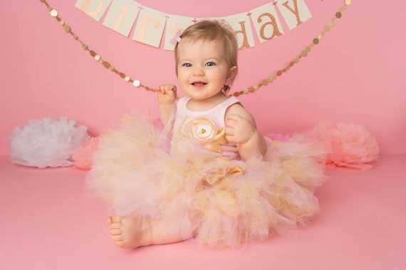 Pink and Gold Birthday Tutu Dress | Baby Girl Cake Smash Outfit Il_570xn