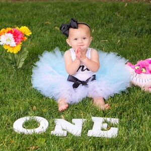 First Birthday Outfit Alice in Wonderland Themed Smash Cake Outfits for 1 Year Old Baby Girl Alice in Onederland 1st Birthday Gift image 8