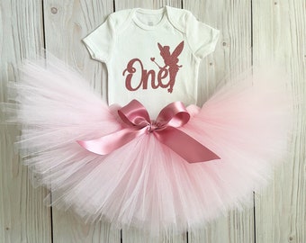 Fairy Cake Smash Dress | Rose Gold First Birthday Outfit | 1st Birthday Tutu Set | Woodland Themed Baby Girl Birthday | One Year Old Gift