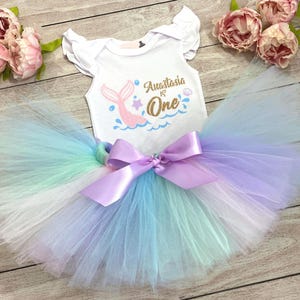 Personalized Mermaid Birthday Outfit for Baby Girl | Oneder the Sea 1st Birthday Tutu Dress