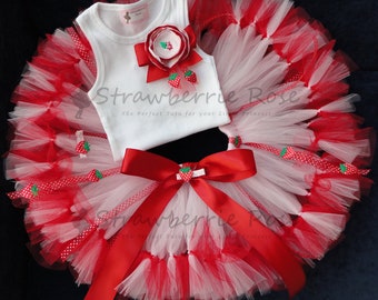 Tenue d'anniversaire aux fraises fille | Ensemble tutu Sweet One Cake Smash