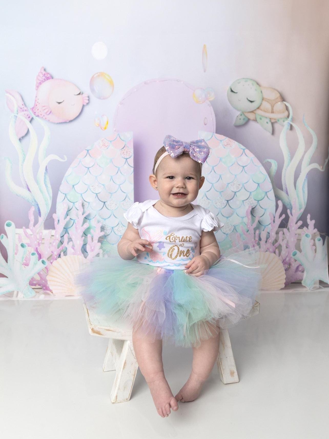 under the sea birthday dress Dresses for Girl This Luxury Babygirl Vesture Size:18-24 months V-neck Lace A-line Side `24 (7XL)