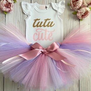 Tutu Cute Birthday Outfit | First Birthday Tutu Dress | Pink and Lavender Ballet Cake Smash Outfit | Toddler Gift | 1st Birthday Gift