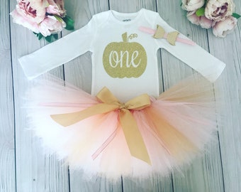 Pumpkin First Birthday Outfit Girl