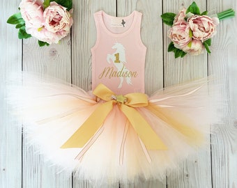 Unicorn First Birthday Outfit Girl | Pink and Gold Unicorn Tutu Dress