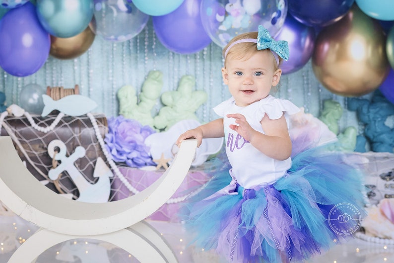 Mermaid Birthday Outfit Tutu Dress ONEder the Sea Under the Sea First Birthday Cake Smash Outfit 1st Birthday Theme image 4